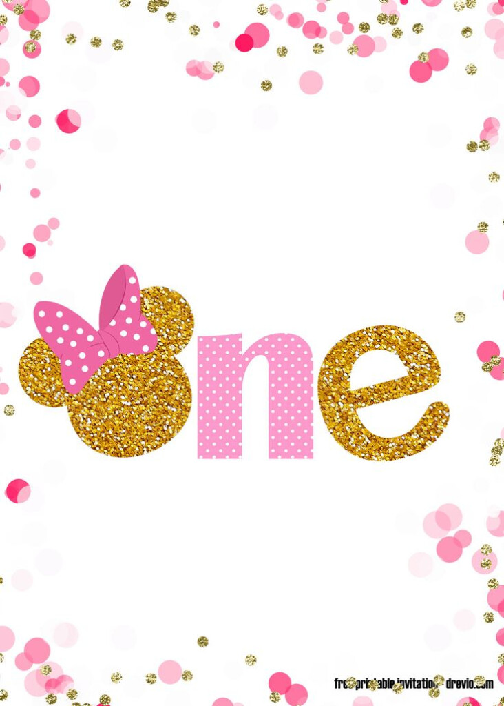 FREE Printable Pink And Gold Minnie Mouse 1st Birthday 