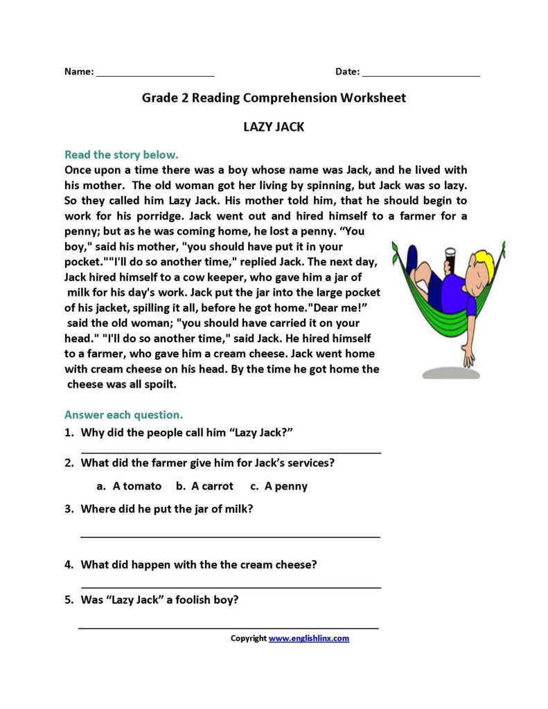 Free Printable Reading Comprehension Worksheets For 2nd 