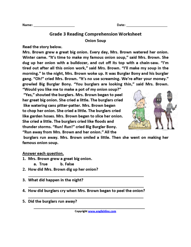 Free Printable Reading Comprehension Worksheets For 3rd 