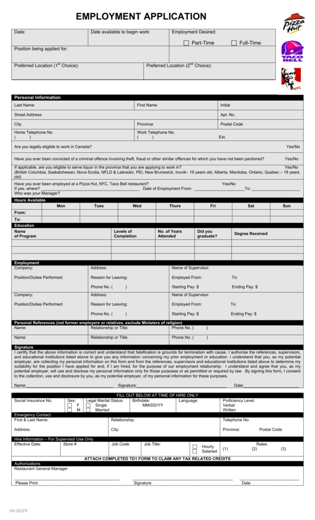Taco Bell Application Form Printable NewFreePrintable taco-bell-application-form-printable-newfreeprintable
