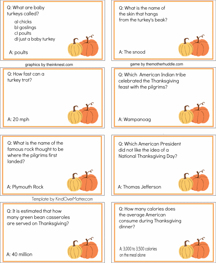 Free Printable Thanksgiving Dinner Trivia The Mother 