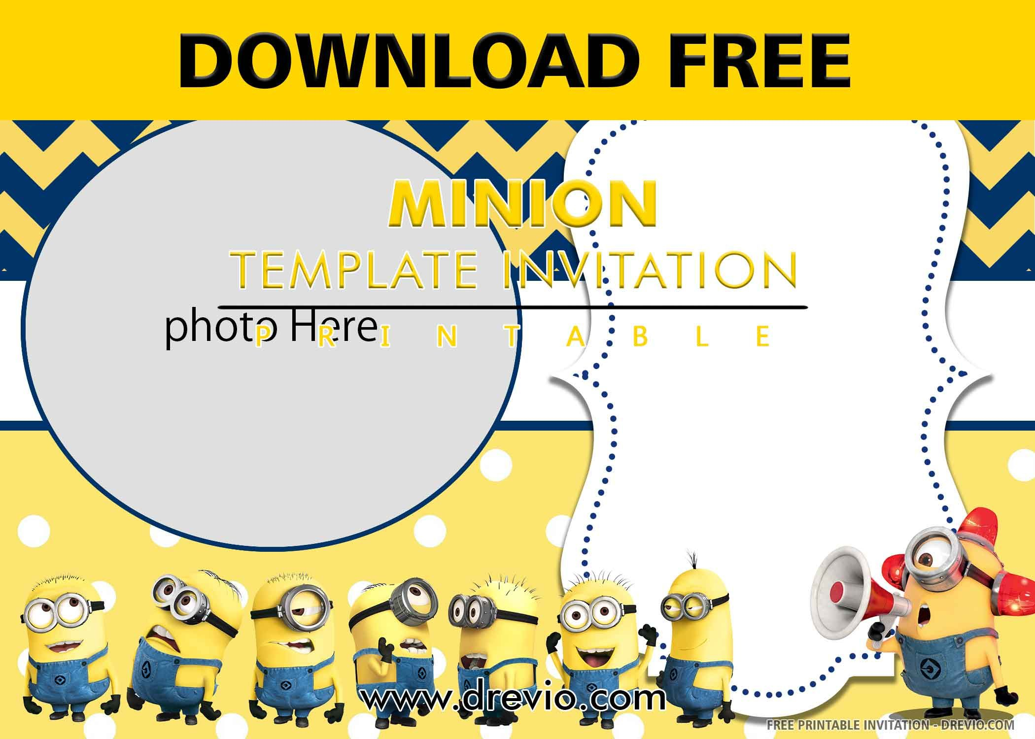  FREE PRINTABLE Yellow Minions Birthday Invitation 