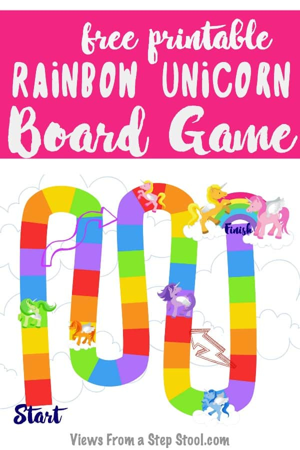 Free Rainbow Unicorn Printable Board Game For Preschoolers