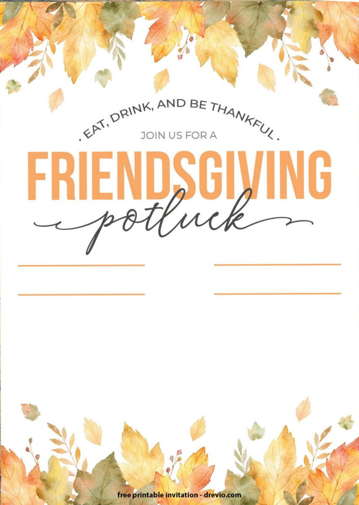 FREE Thanksgiving Potluck Invitation Templates 