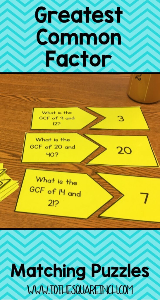 GCF Matching Center GCF Matching Game Greatest Common 