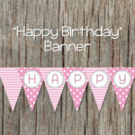 Girl Happy Birthday Banner Pink Grey By