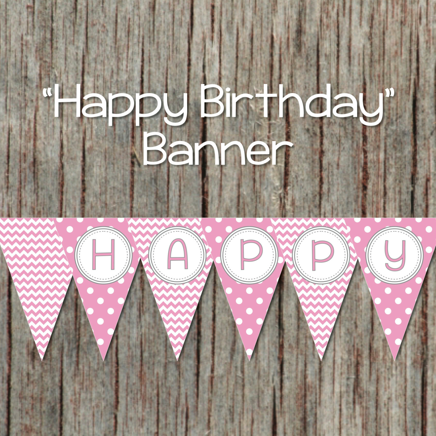 Girl Happy Birthday Banner Pink Grey By 