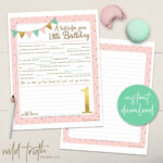 Girl s First Birthday Time Capsule Letter Printable Mad
