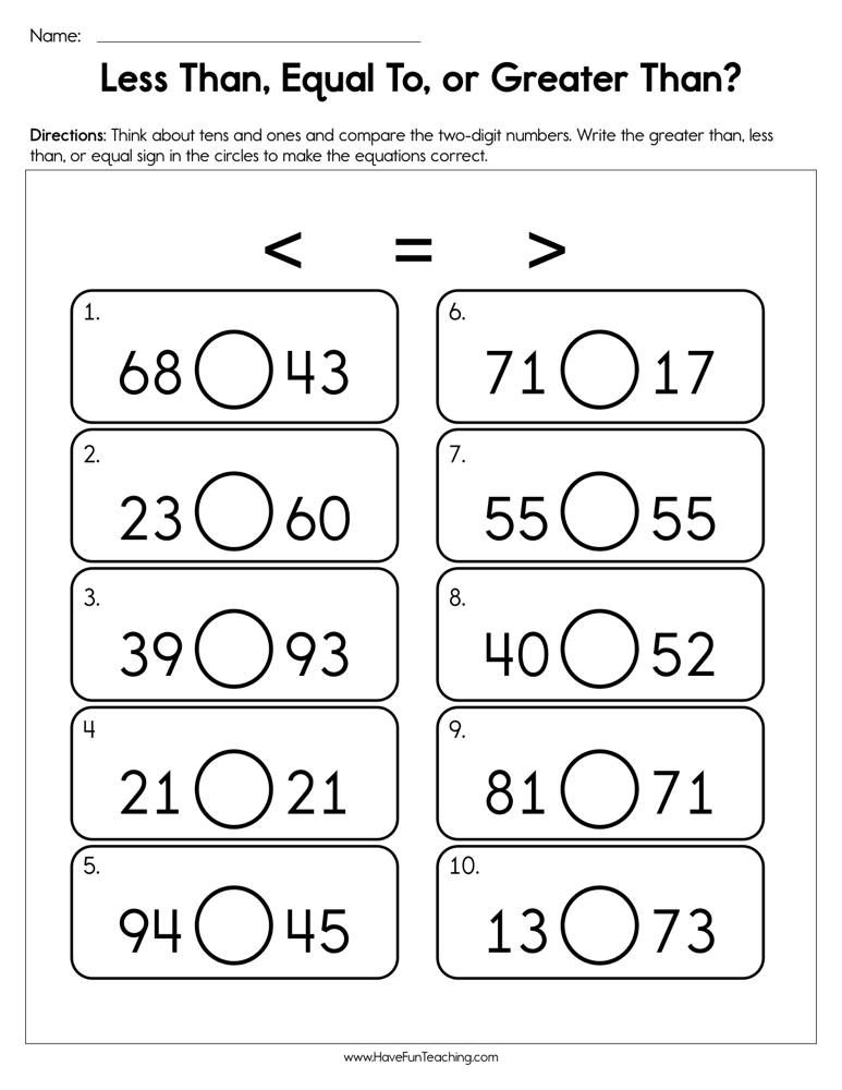 Greater Than Less Than Worksheets In 2020 Have Fun 