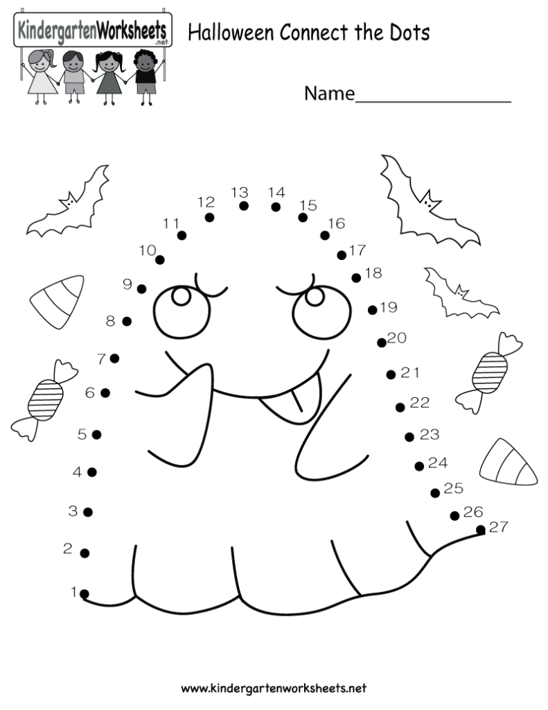 Halloween Connect The Dots Worksheet Free Kindergarten 