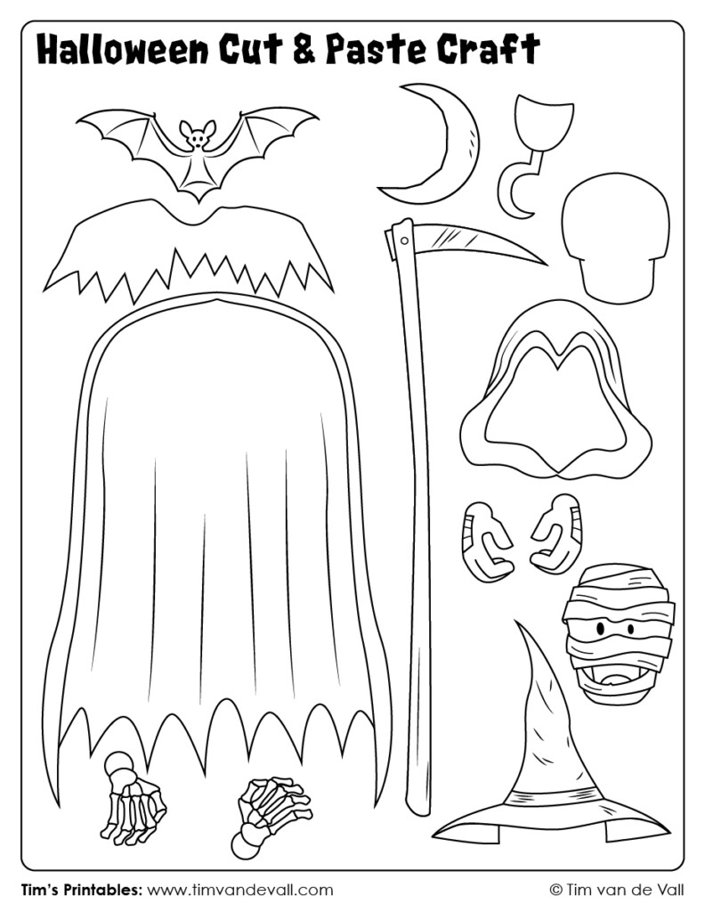 Halloween Cut Paste Craft Sheet 6 Tim s Printables