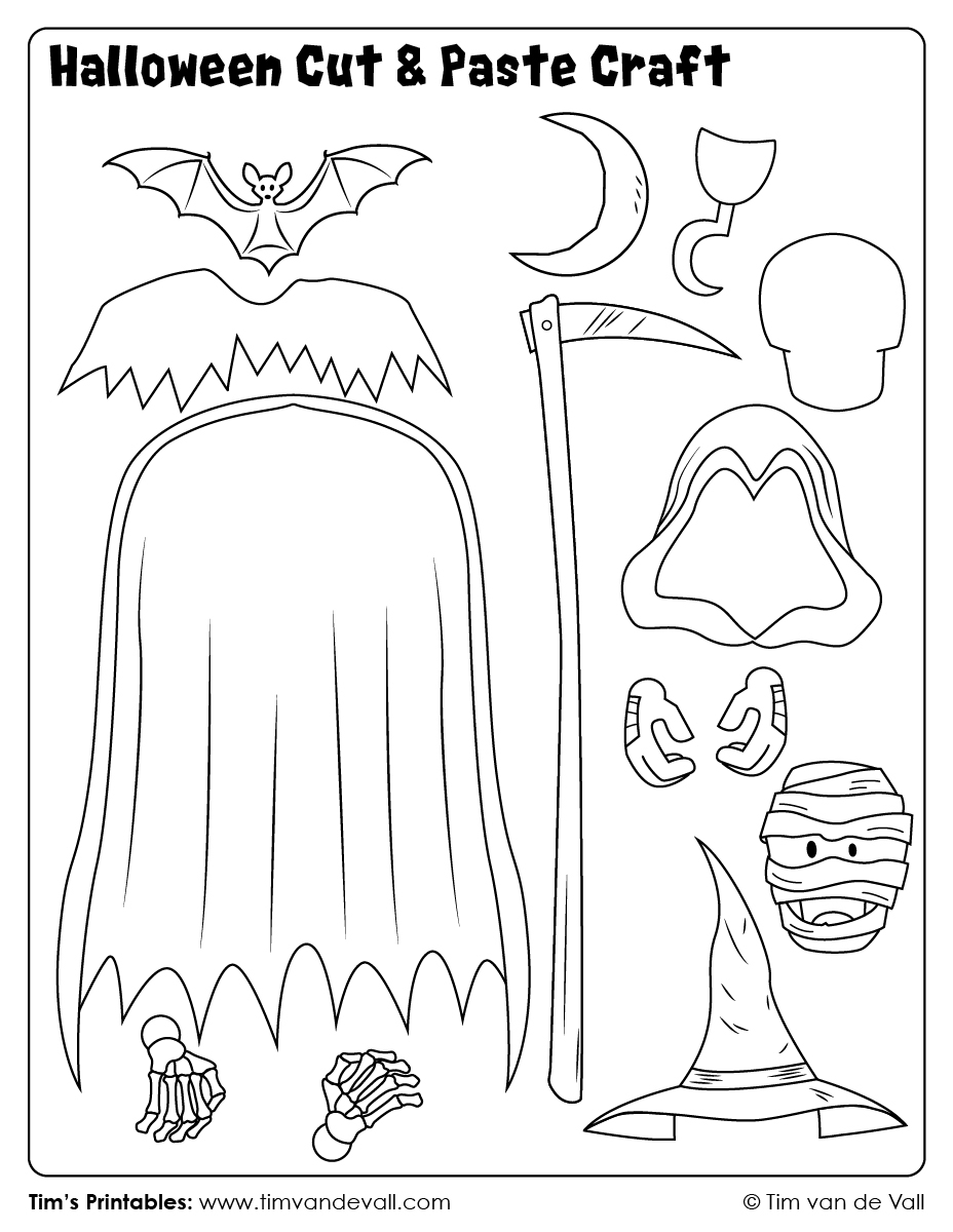 Halloween Cut Paste Craft Sheet 6 Tim s Printables