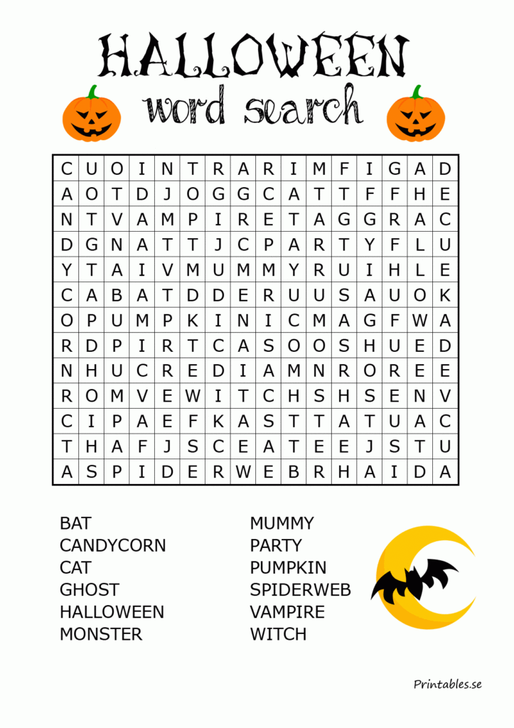Halloween Inspired Word Search 1 free Printable 