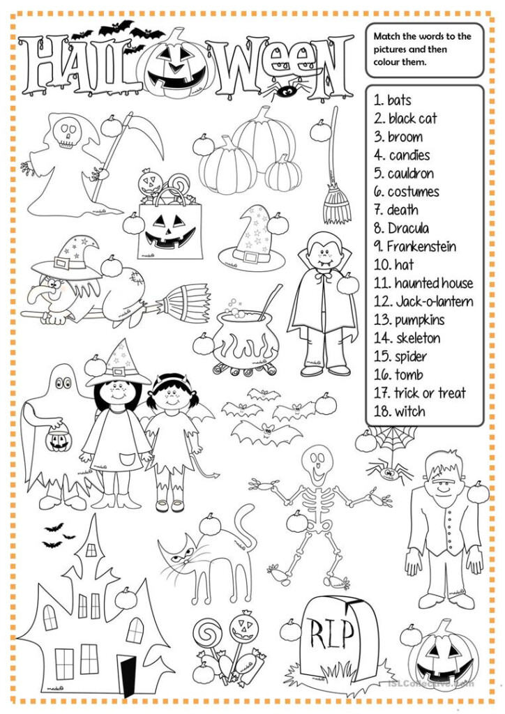 Halloween Matching Worksheet Free ESL Printable 