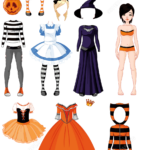 Halloween Paper Doll With Different Costumes Free
