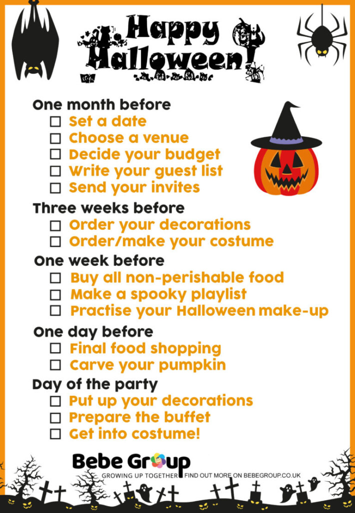 Halloween Party Checklist Bebe Group London