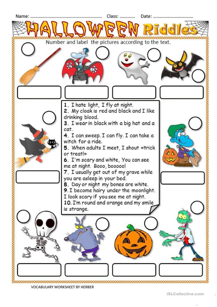 Halloween Riddles Worksheet For 5th Graders With Answers 