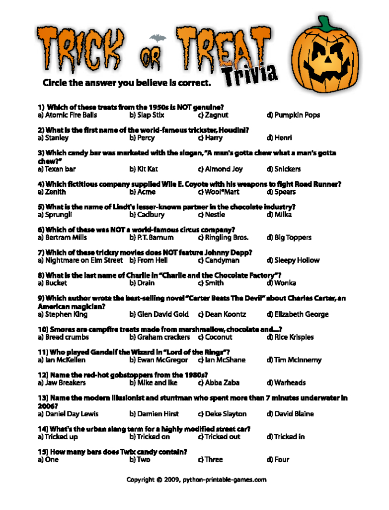 Halloween Trivia Questions And Answers Free Printable 