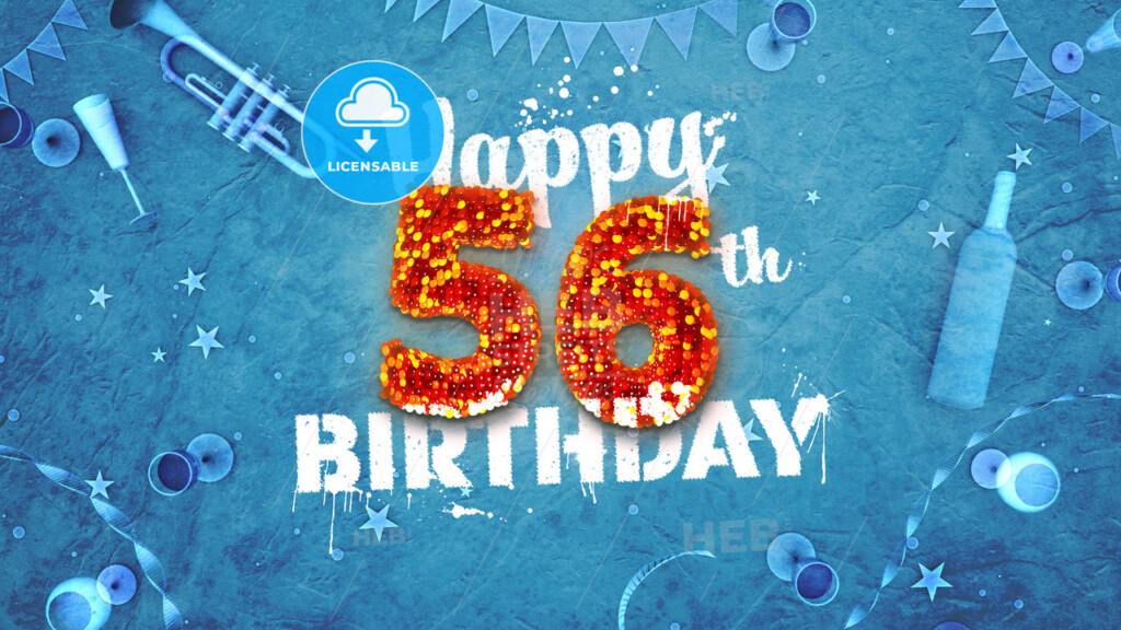 Happy 56th Birthday Card With Beautiful Details 