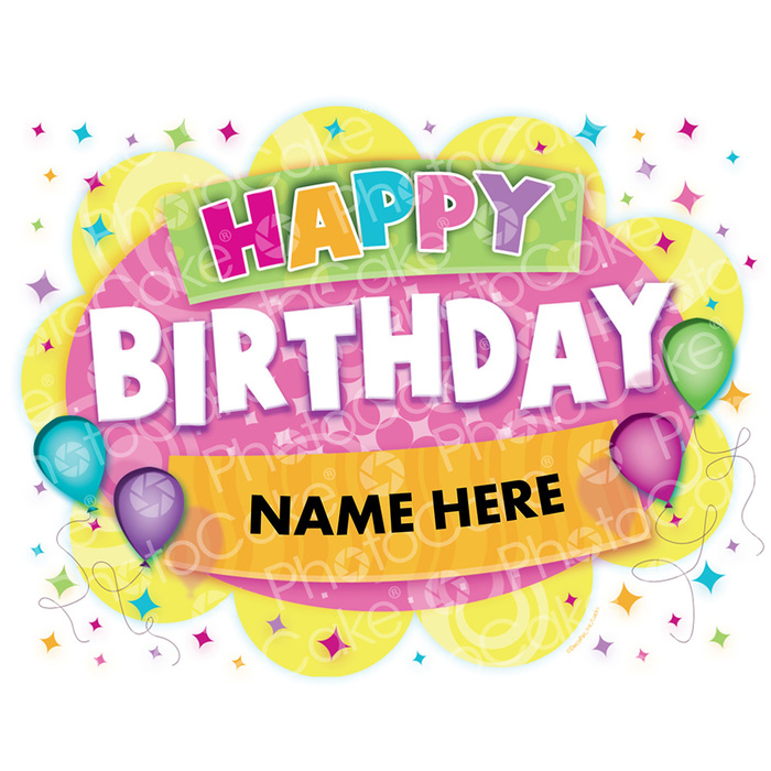Happy Birthday Banner Personalised Edible Cake Topper