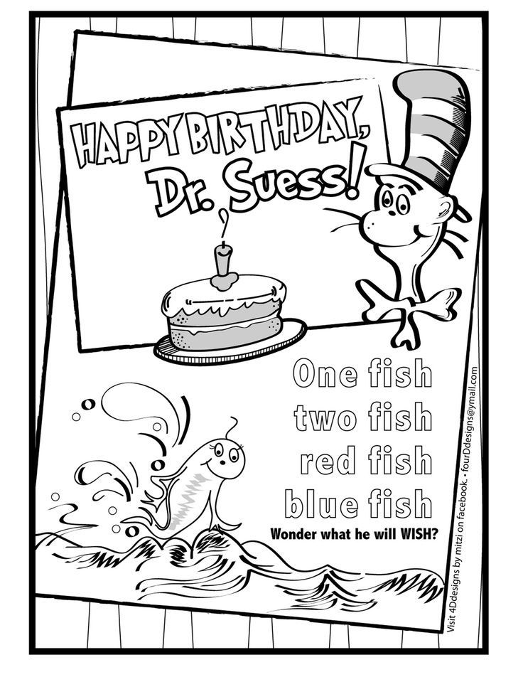 Happy Birthday Dr Seuss Coloring Pages Printable Enjoy 