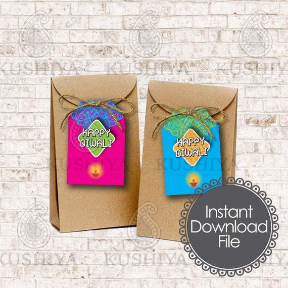 Happy Diwali Colourful Favour Tags Gift Tags Printable 