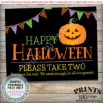 Happy Halloween Candy Sign Please Take Two Treats Jack O