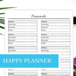 Happy Planner Classic Password Tracker Editable PDF