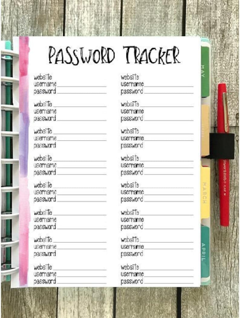 Happy Planner Printable Bullet Journal Password Tracker Etsy