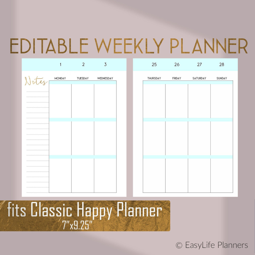 Happy Planner Template Weekly Planner Pages Weekly Layout 