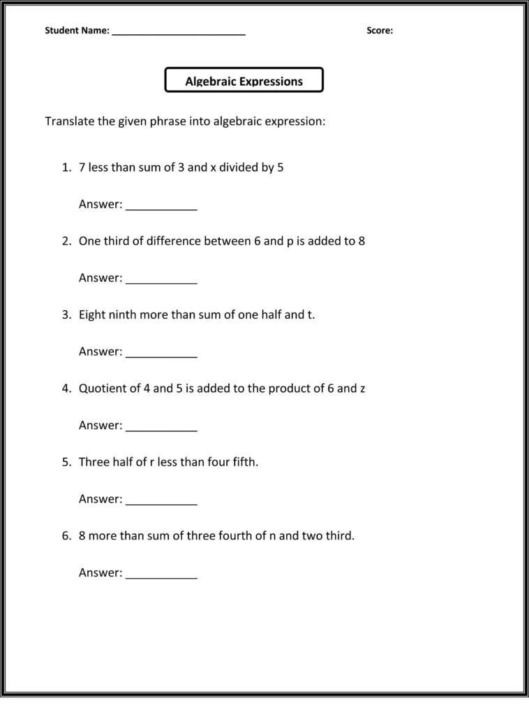 Hard 6th Grade Math Worksheets Printable Worksheets And 