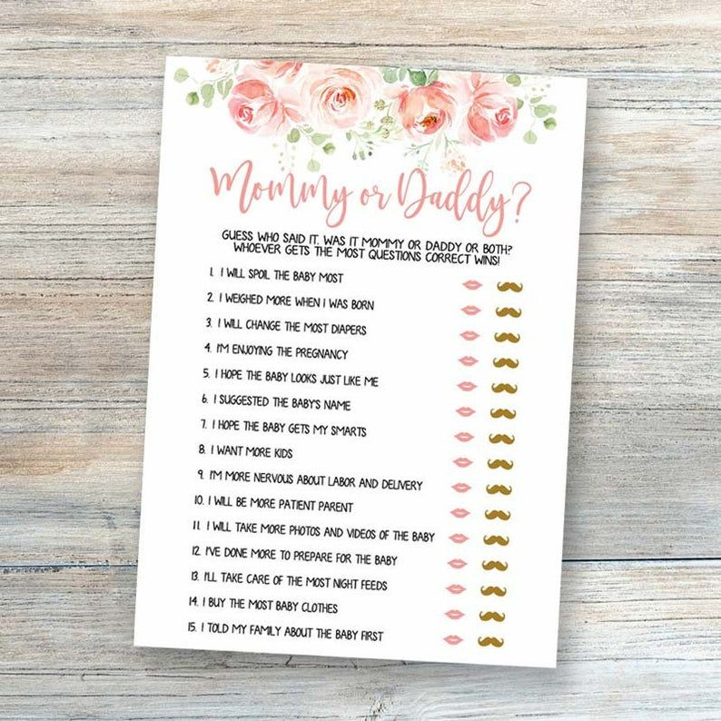 He Said She Said Floral Baby Shower Games Printable Mom Or 