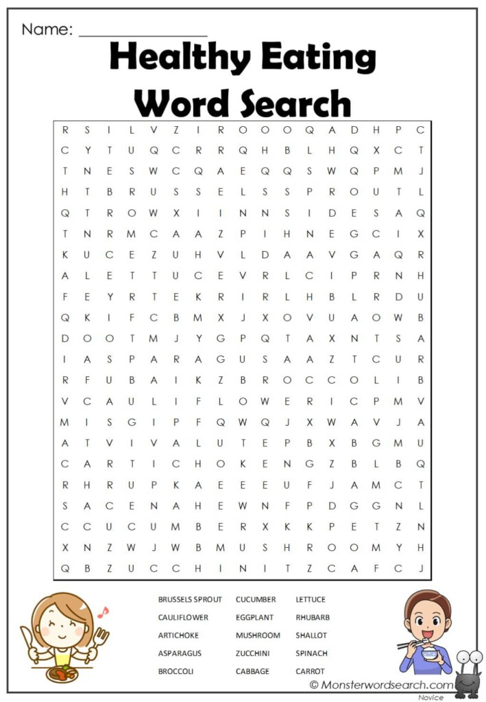 Healthy Eating Word Search Monster Word Search