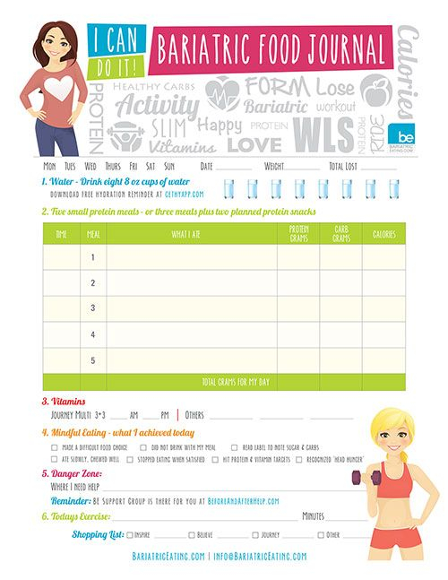 Printable Bariatric Food Journal