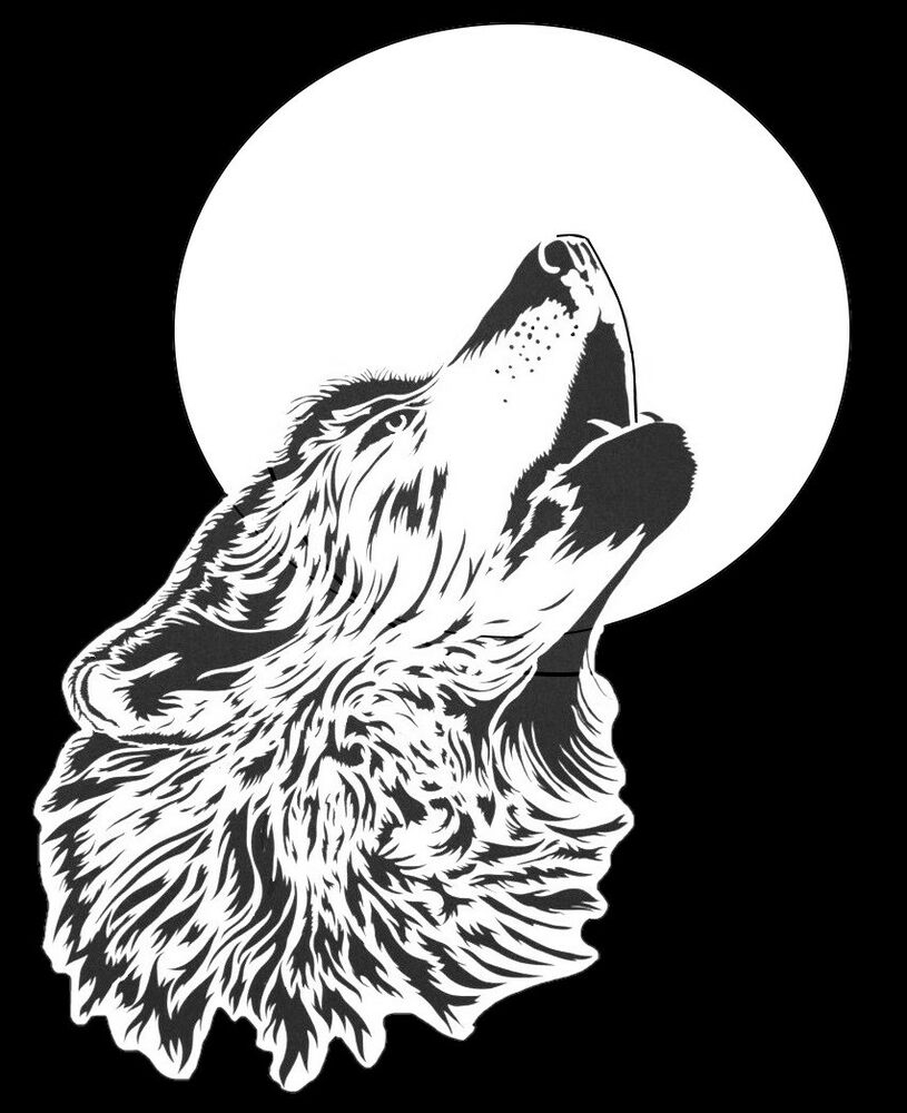 High Detail Airbrush Stencil Wolf Howling Moon FREE UK 