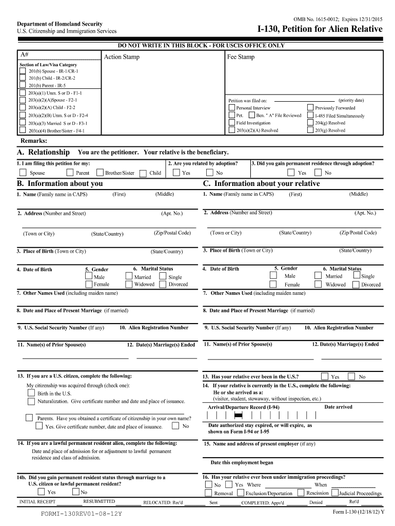 I 130 Form Pdf 2020 Fill And Sign Printable Template 