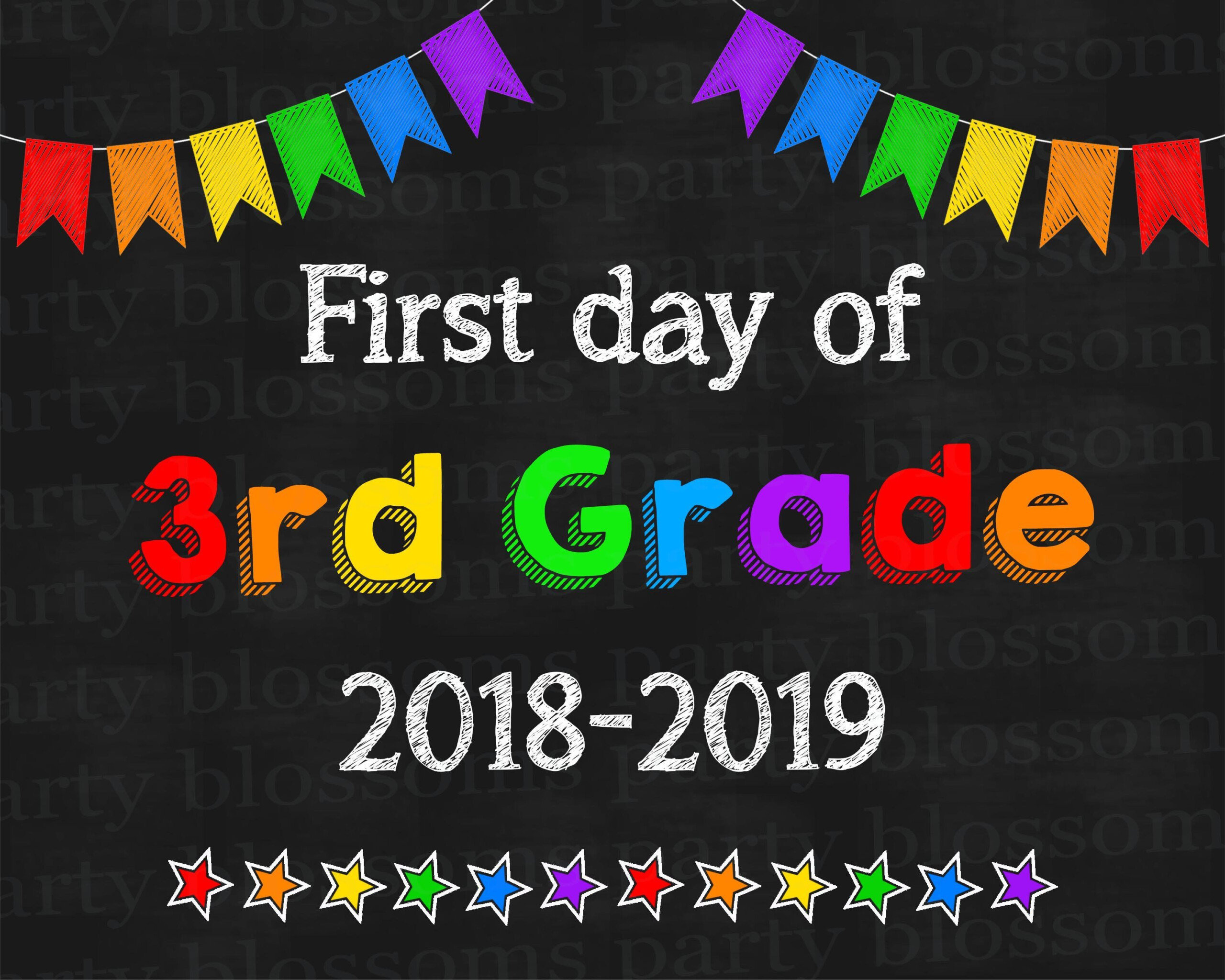 Instant Download Rainbow First Day Of 3rd Third Grade Here