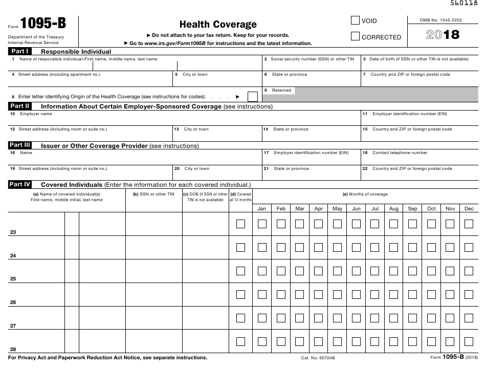 IRS Form 1095 B Download Fillable PDF Or Fill Online 