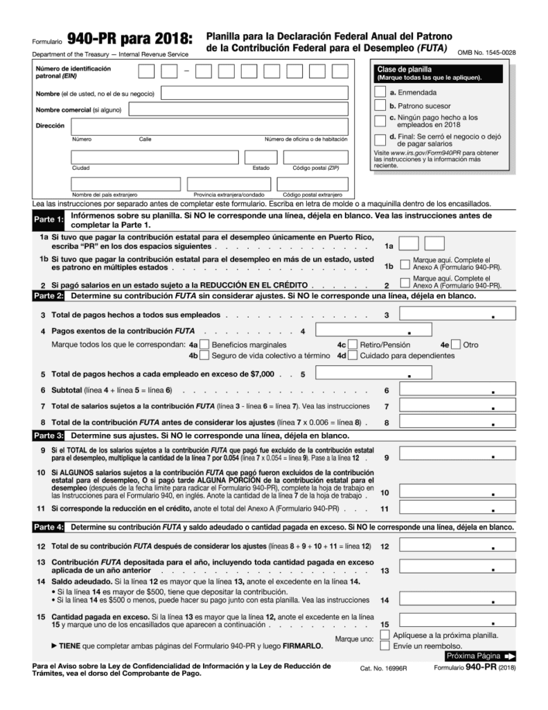 IRS Form 940 PR 2018 2019 Fill Out And Edit Online 