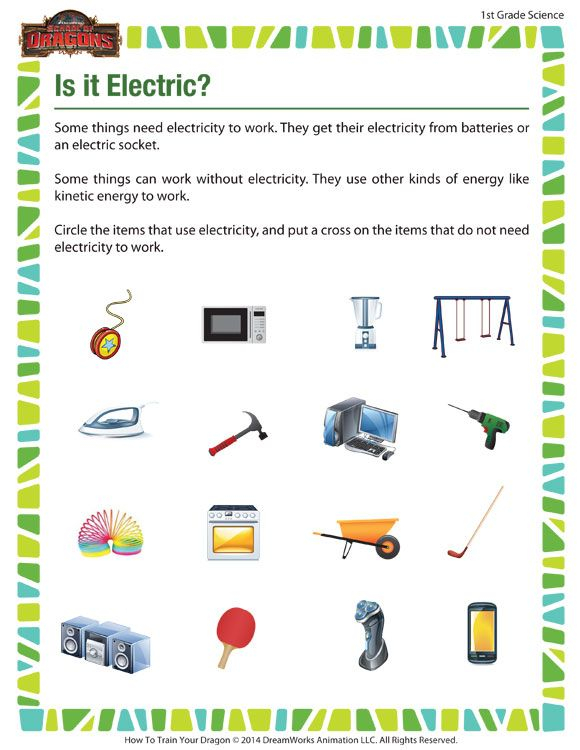 Is It Electric View Free 1st Grade Science Worksheets 