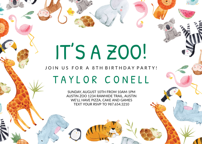 Its A Zoo Birthday Invitation Template free 