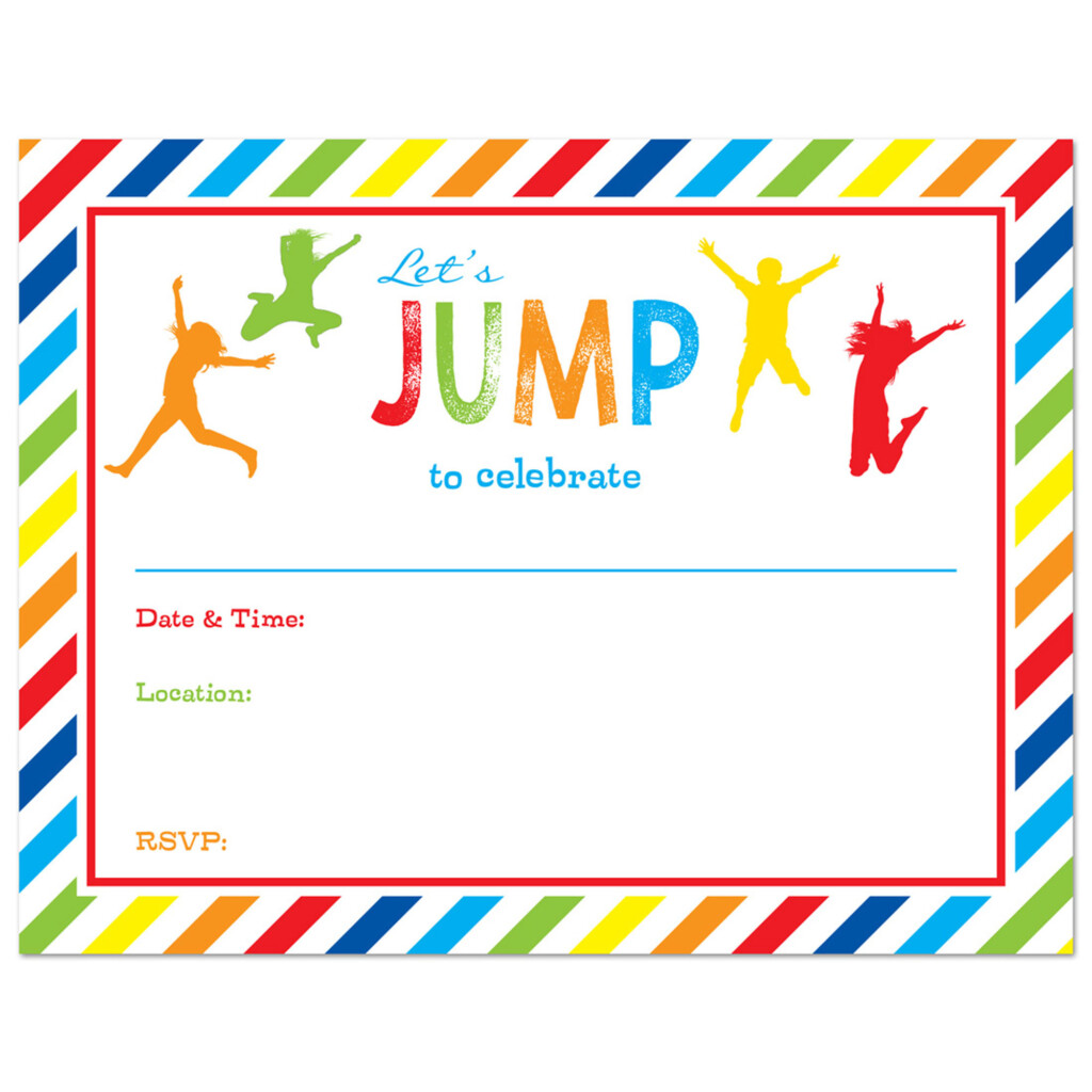 Jump Bounce And Trampoline Fill In Birthday Invitations 