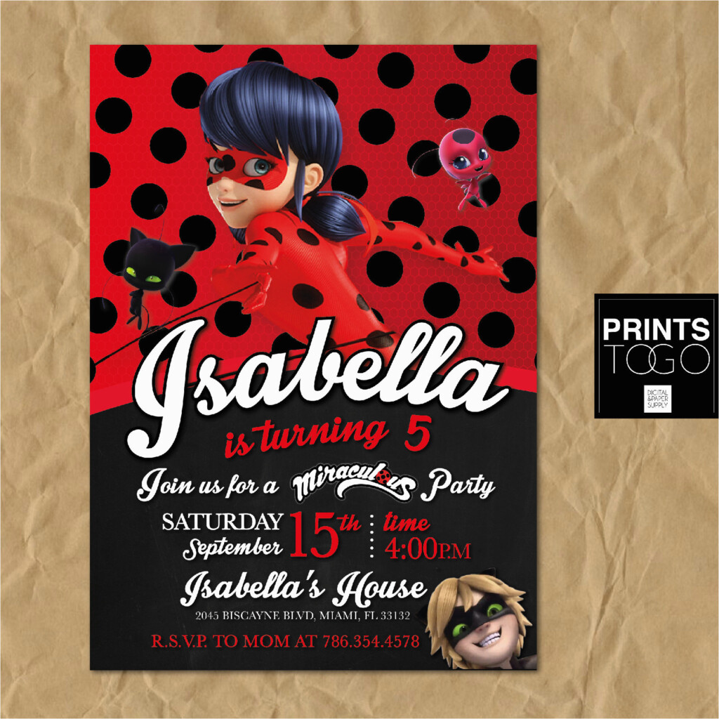 Ladybug Birthday Invites Miraculous Ladybug Invitation 