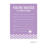 Lavender Chevron Baby Shower Blank Invitations 20 Pack