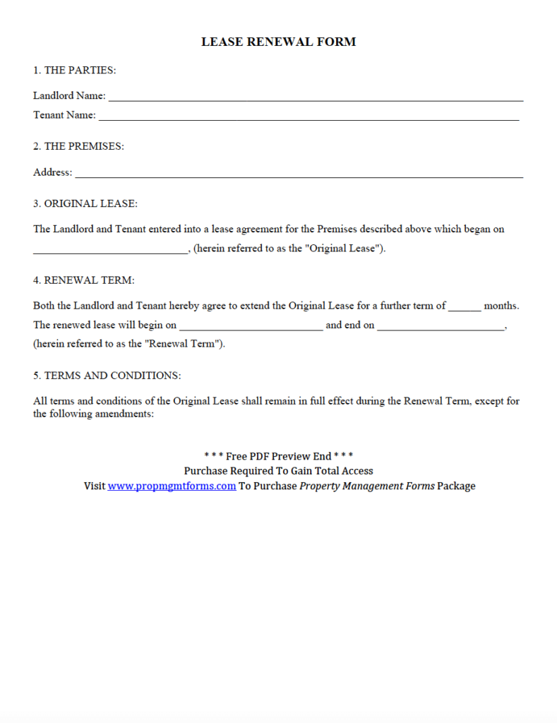 LEASE RENEWAL FORM PDF Rental Property Management 