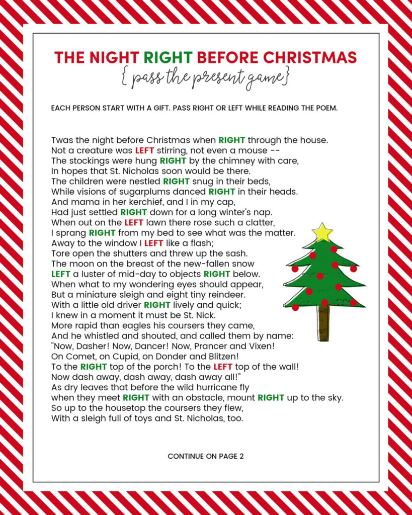 Left Right Christmas Game FREE PRINTABLE Lil Luna