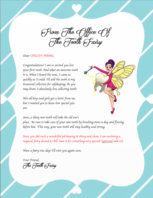 Letter From The Tooth Fairy Tooth Fairy Telegram