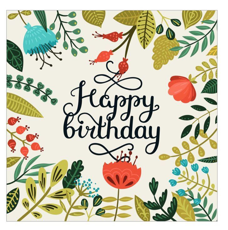 Lush Greenery Free Printable Birthday Cards Happy 
