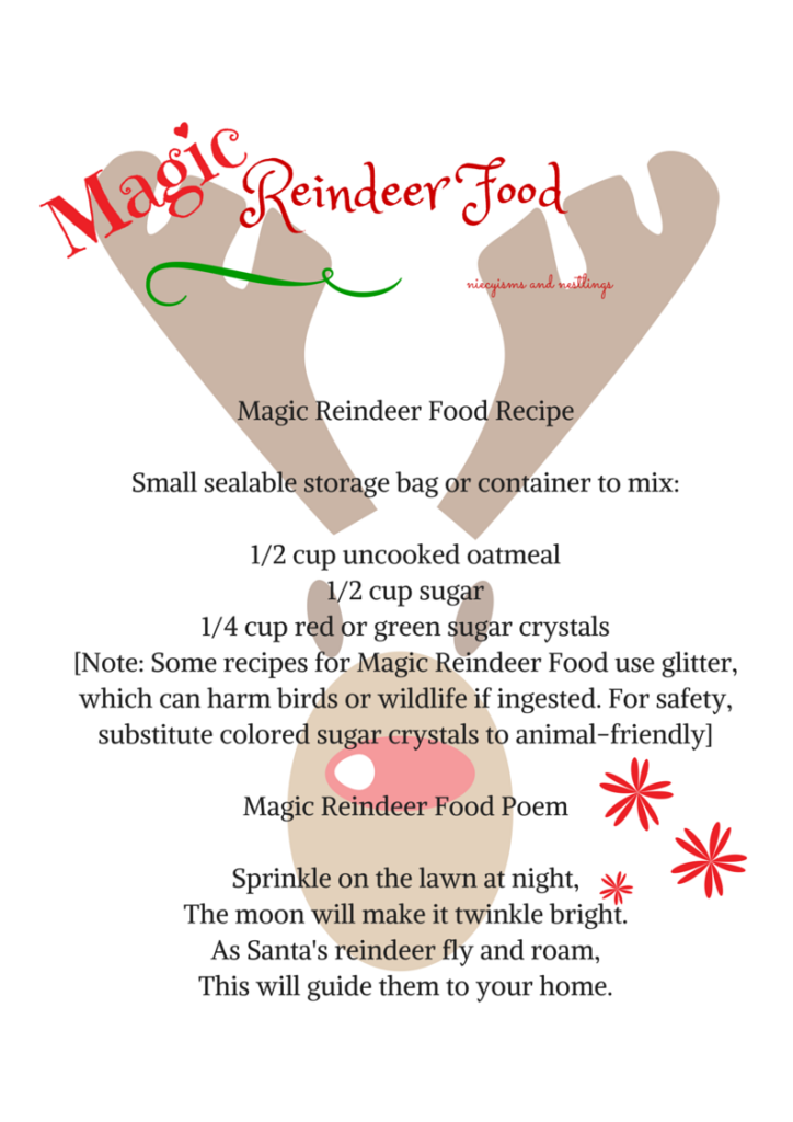 Magic Reindeer Food Free Printable Magic Reindeer Food 