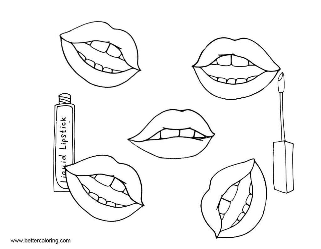 Makeup Coloring Pages Lipsticks Free Printable Coloring 